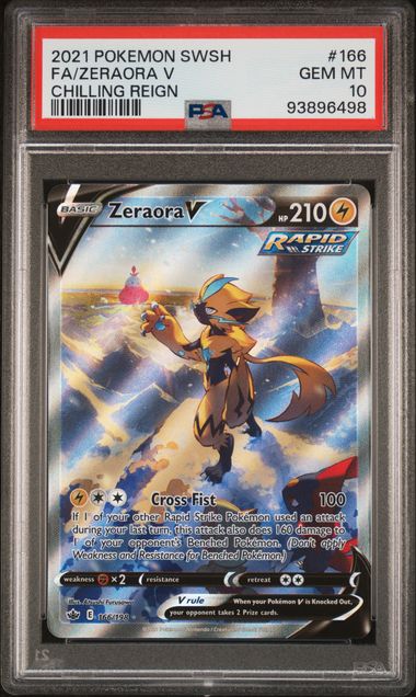 2021 POKEMON SWORD & SHIELD CHILLING REIGN #166 FA/ZERAORA V CHILLING REIGN PSA 10